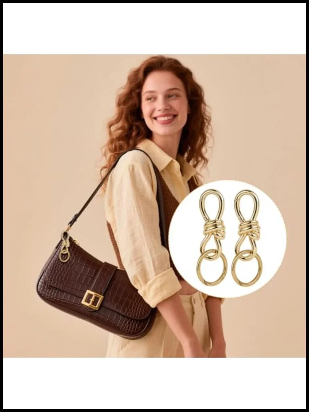 Vintage 8-Shaped Alloy Bag Charm Keychain D-Ring Spring Snap Hook for Purse